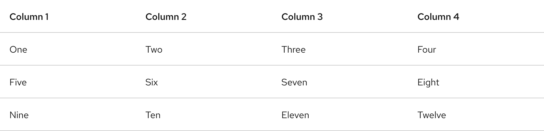 Light scheme table with black text on white surface